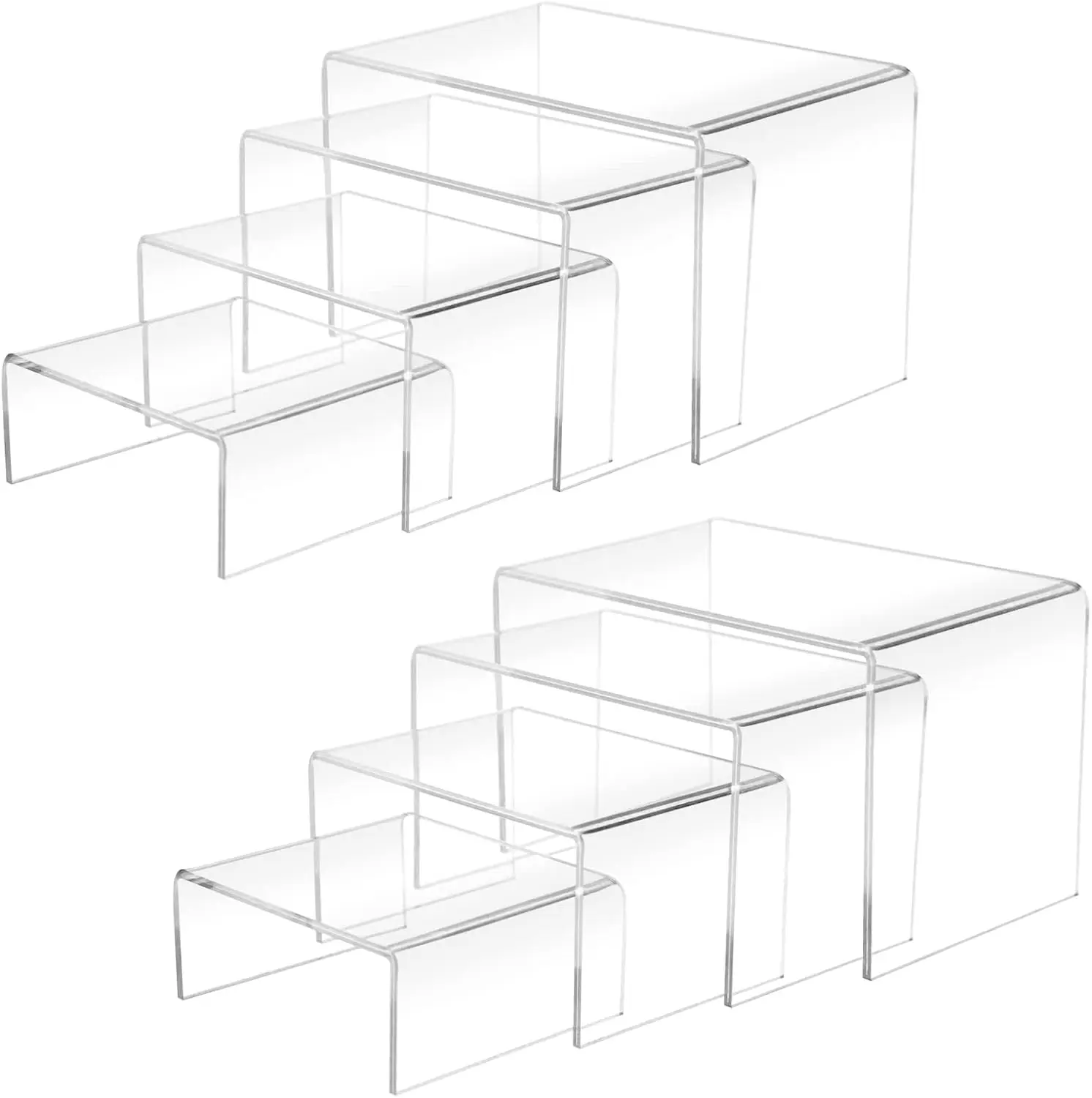 8 Pcs Acrylic Display Risers 6" 5" 4" 3" Clear Product Stand for Cupcakes Dessert Candy Bar Figures