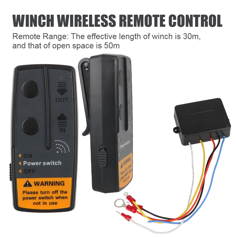 Universal Wireless Remote Control Recovery Kit 72W for Jeep Off-road ATV Trailer Electric Winch Switch Controller 2.4G 12V 24V