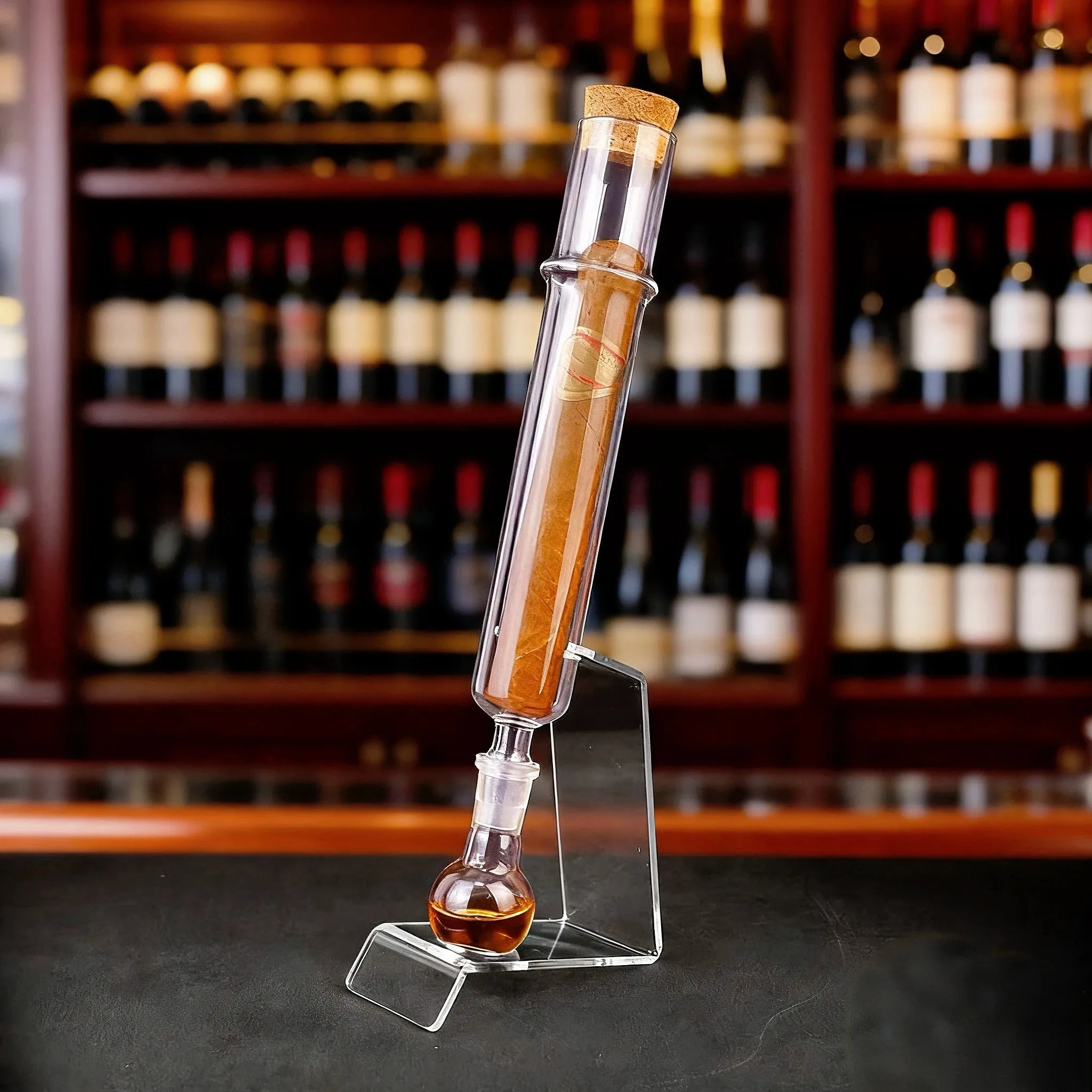 

Luxury Metal Cigar Tube Set, Cigar Humidity Storage Tube With Round Base & Wooden Cap For Cigar Enthusiasts