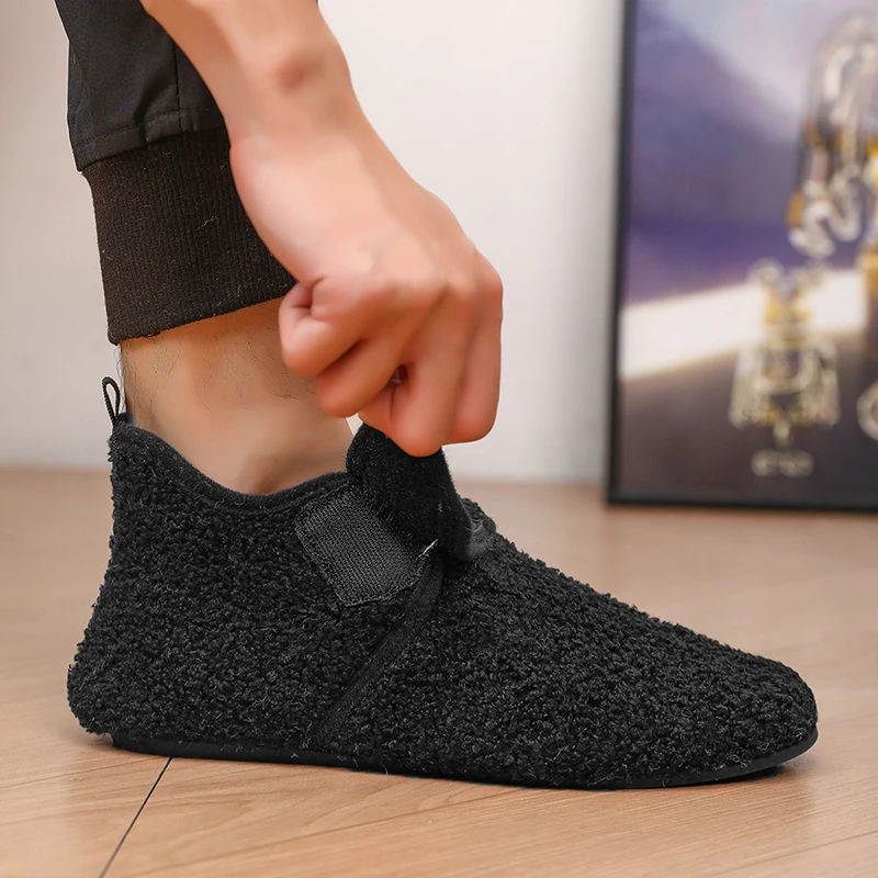 MAEDEF Mens Cotton Shoes Men Warm Cotton Slippers Thin Bottom Soft Comfortable Home Slippers Classic Casual Flats Men's Shoes