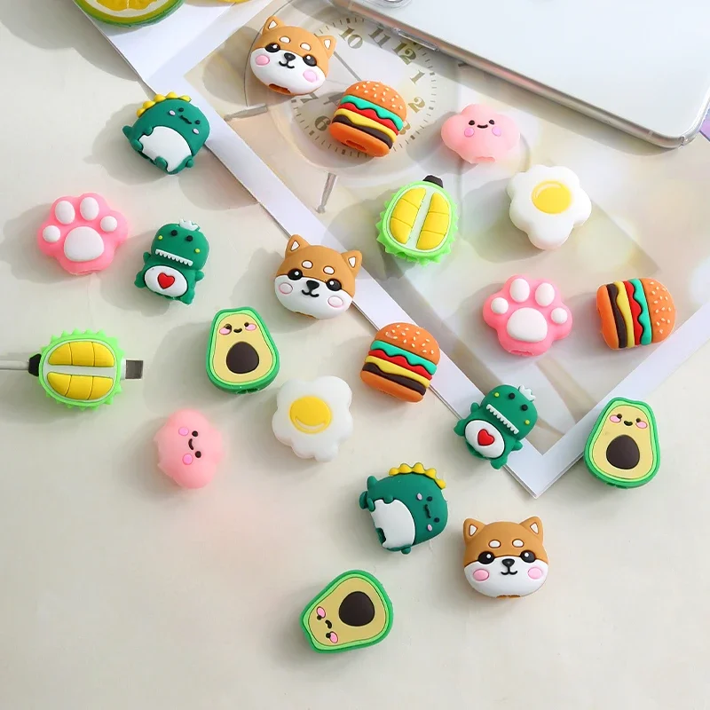 Universal Cute Cartoon Mini Animal Designs Cable Winder USB Data Line Protector Cord Cover Silicone Decorate Accessories