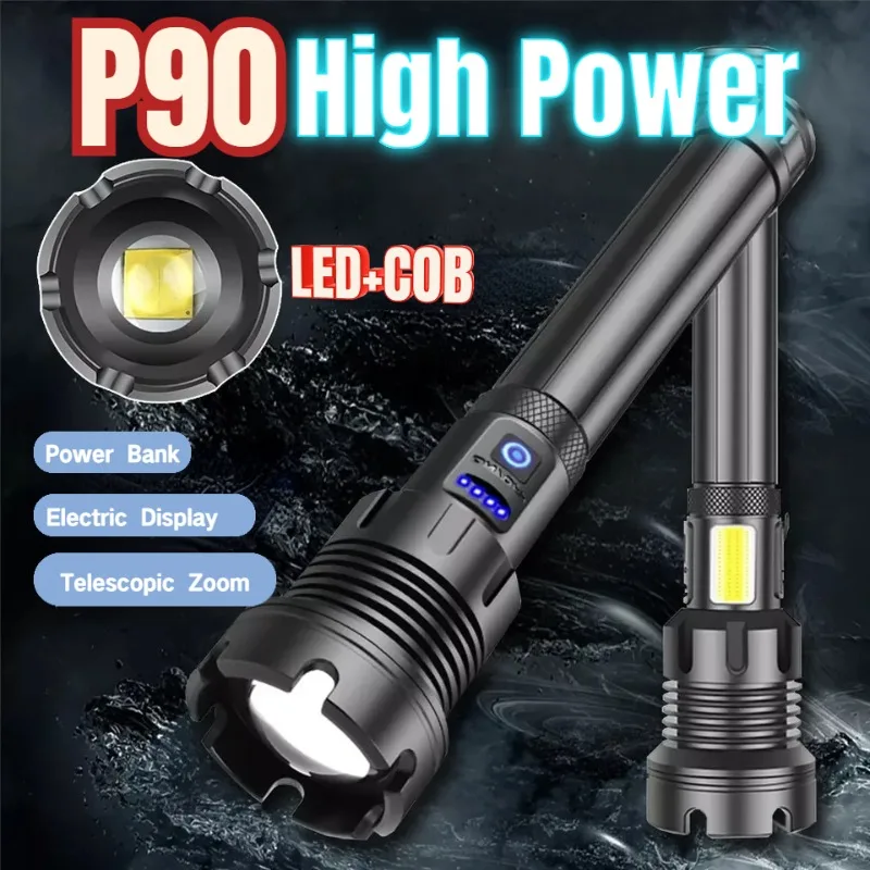 

High Power LED Flashlights FLSTAR FIRE Telescopic Zoom Tactical Torch 7 Modes Electric Display Rechargeable Waterproof Lantern