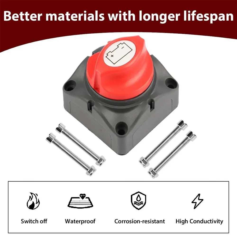 Autobatterie-Trennschalter 275 A, 2 Positionen, Ein/Aus, 12 V–48 V, Stromisolator, Abschaltung, Abschaltung für Auto, Auto, Wohnmobil, Boot, LKW, Fahrzeug – Detail 6