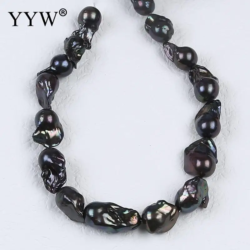 16-23mm Irregular Pearl Beads AA Black Flameball Baroque Pearls For Bracelets Jewelry Making Cultured Freshwater Nucleated Pearl