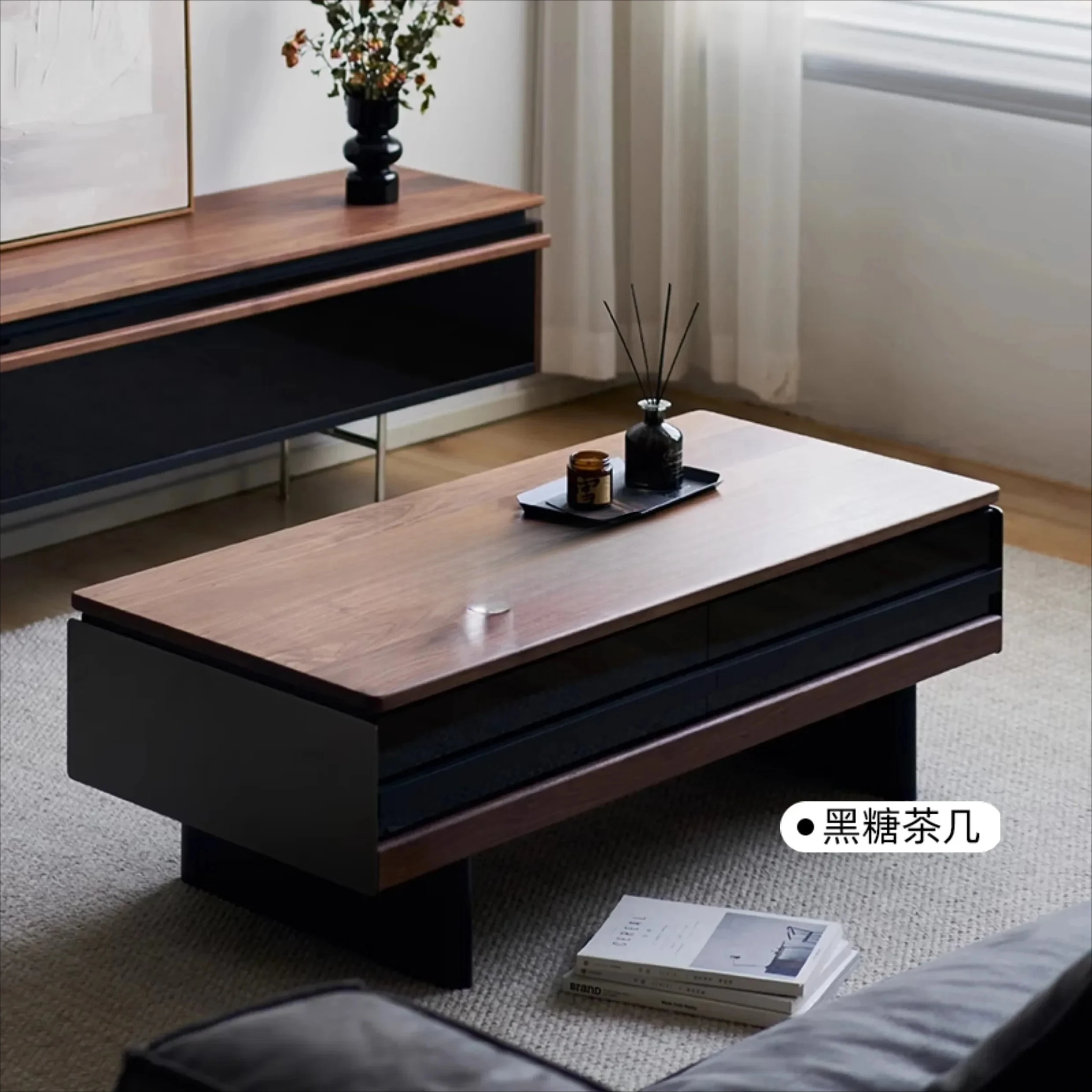 Шкаф для телевизора ENordic из массива дерева, шиферный черный орех, шкафчик для хранения в гостиной, аудиовизуальный шкаф 1001