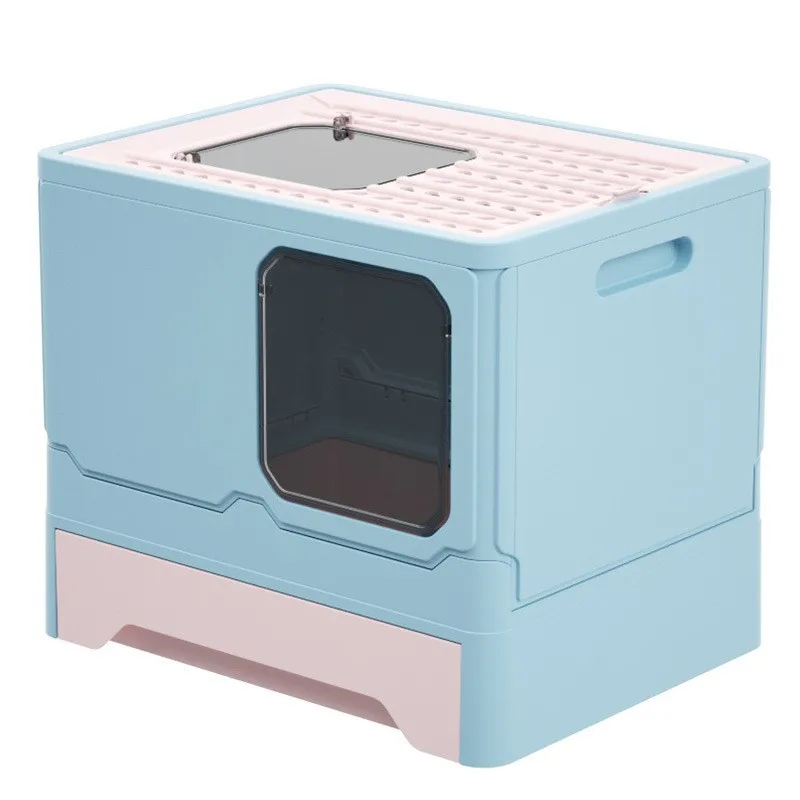 

Fully Enclosed Cat Potty Foldable Anti-splashing Cat Litter Box Drawer Type Cats Toilet Deodorizing Kitten Bedpans