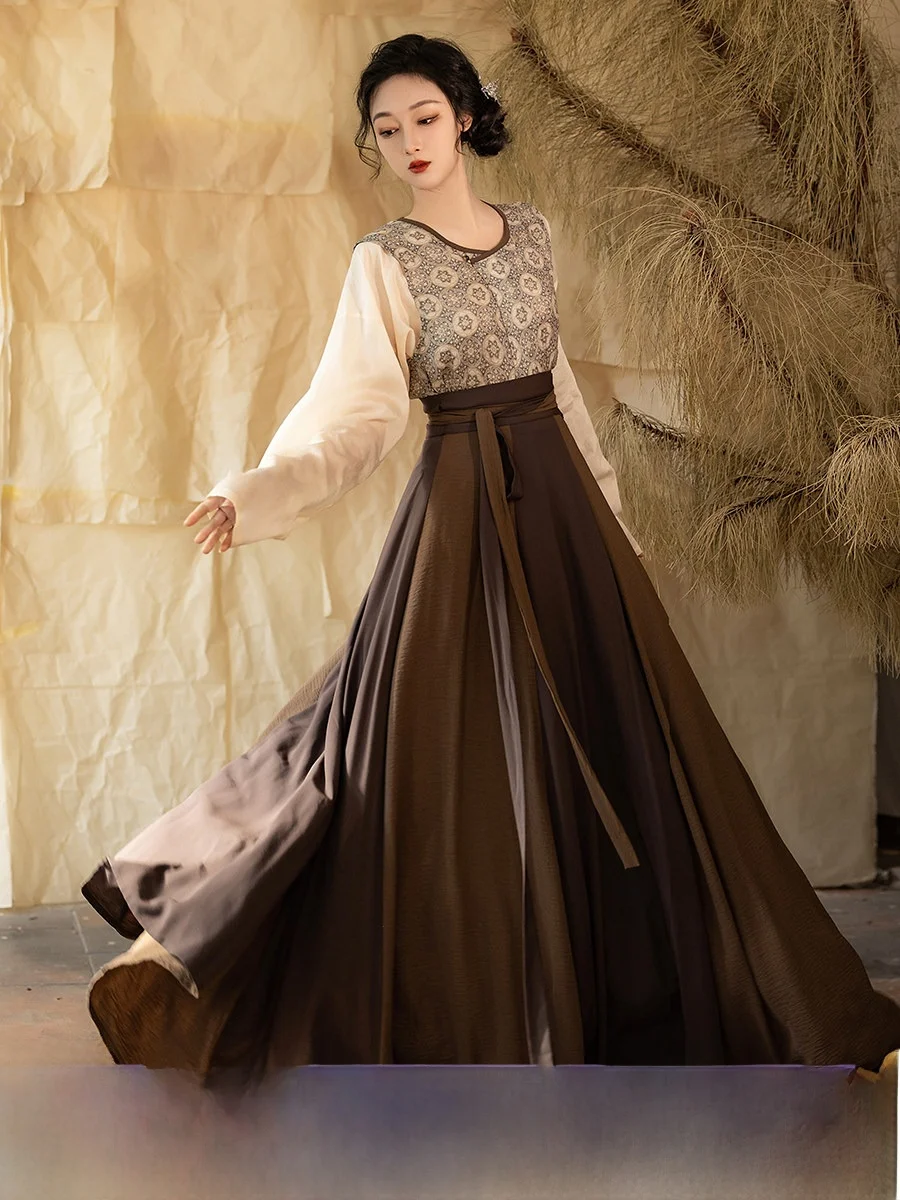 

Оригинальная шестиметровая юбка Tang Dynas Sle, круглая женская юбка Hanfu, легкая повседневная одежда, экологически чистая ткань