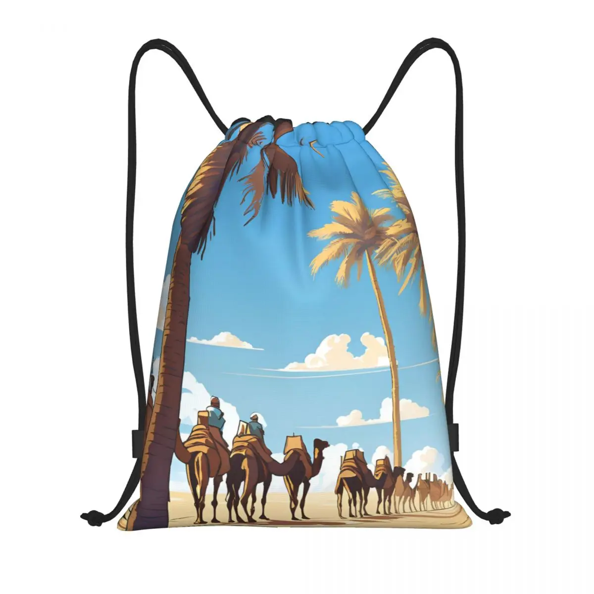 

Caravan Under The Blue Sky Backpacks Multi-function Drawstring Bags Sundries Bag Book Bags for Man Woman School