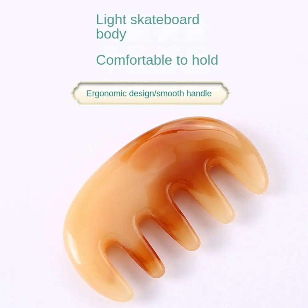 Resin Head Massage Comb Mini Five Teeth Smooth Head Scraping Comb Green Head Massage Gua Sha Comb Detangling