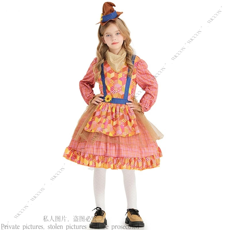 

Children's Halloween Scarecrow Dress Costume Cosplay Party Cute Role Play Christmas Renaissance Cartoon Festivals Character