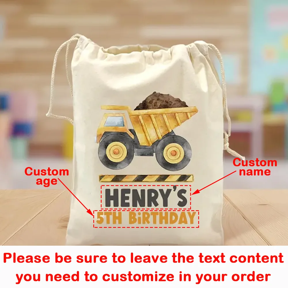Custom Children's Birthday Party Large Gift Drawstring Bag Reusable Kids Bulk Treat Plaything Canvas Bag Baby Shower Accessory