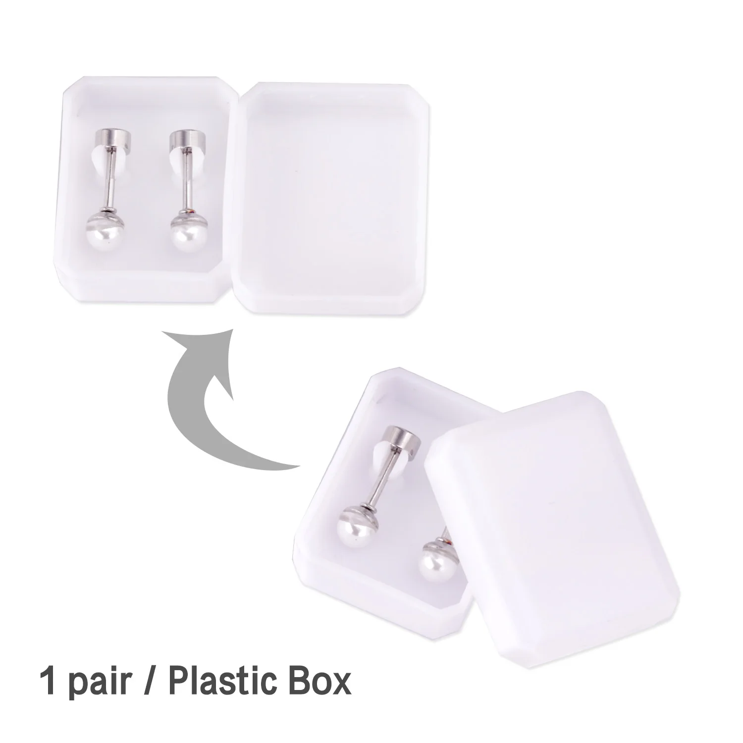LUXUSTEEL 5Pairs/Lot Imitation Pearl Stud Earrings For Women Men Stainless Steel White Black Freshwater Pearls 4/5/6/7/8mm