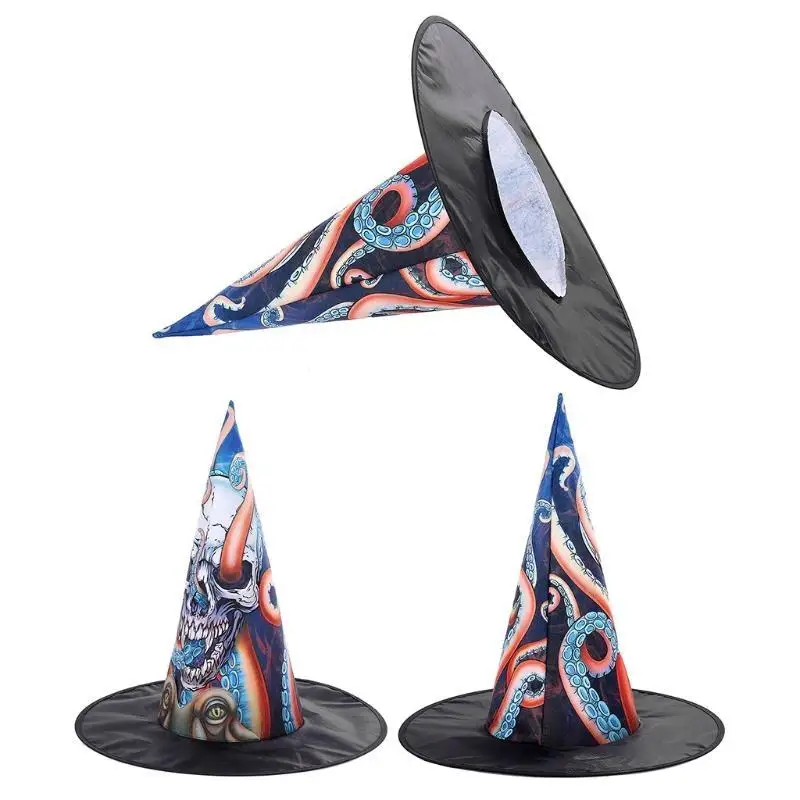 R1we polvo crânio cone bruxa chapéu presentes halloween moderno cosplay festa orname