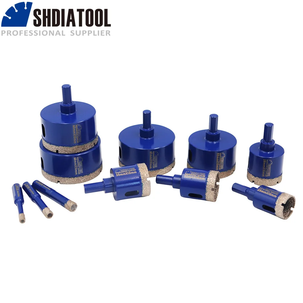 SHDIATOOL 1pc Diamond Core Cutter Drill Bit Triangle Shank Dry Drill Hole Saw for Tile Marble Ceramic Drilling Hole Saw 6-68mm