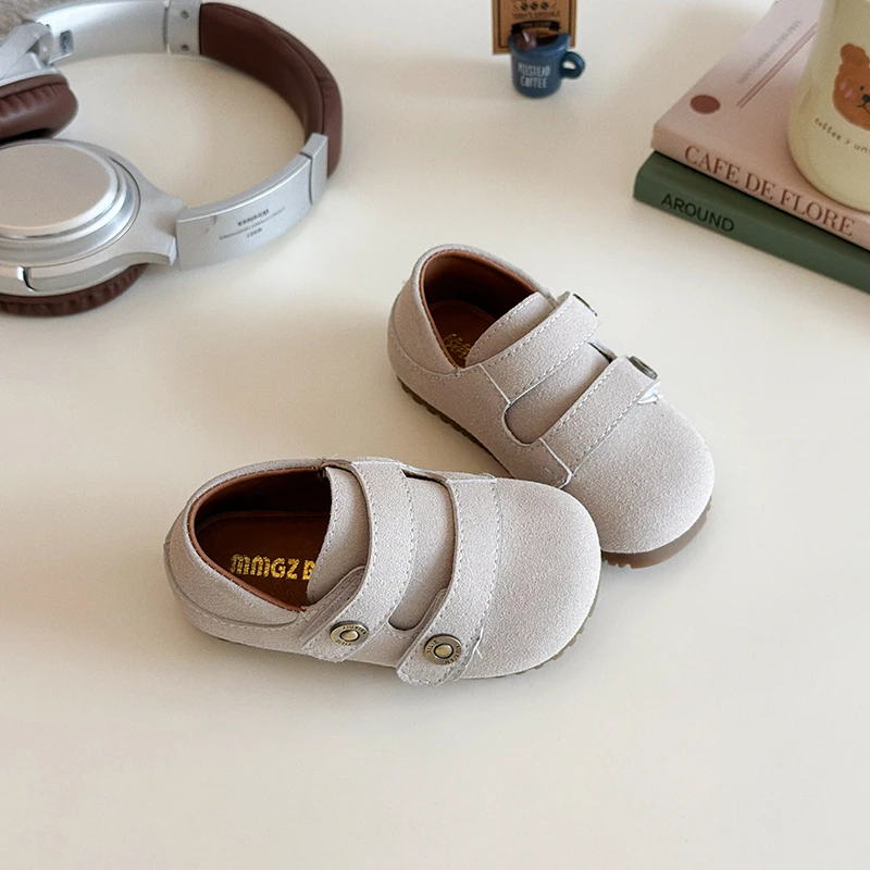 Kids Outdoor Wear - Çocuklar için Bej Süet Loafer'lar Çift