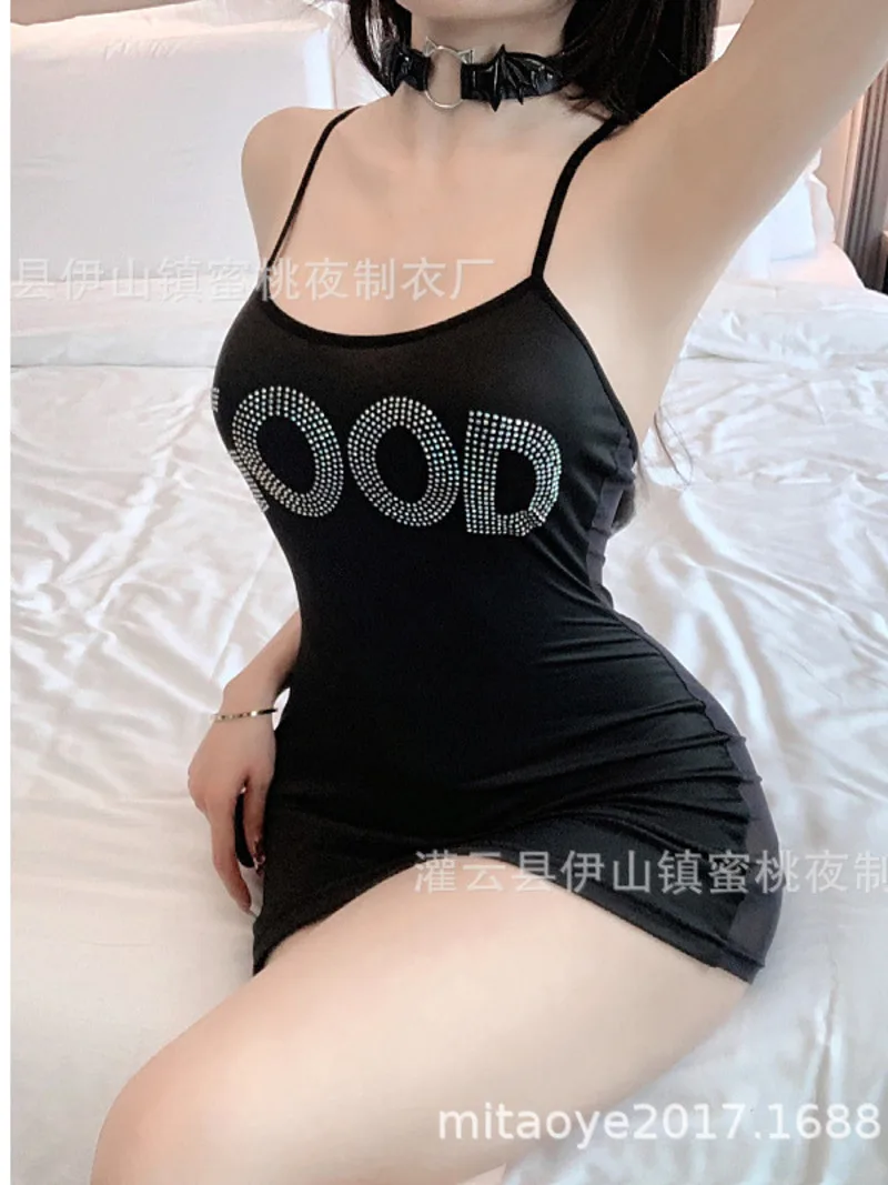 다이아몬드 섹시한 얇은 명주 그물 스트랩 드레스 클럽 성능 열정적 인 짧은 여성 여름 파티 투명한 유혹 새로운 백리스 BCL0