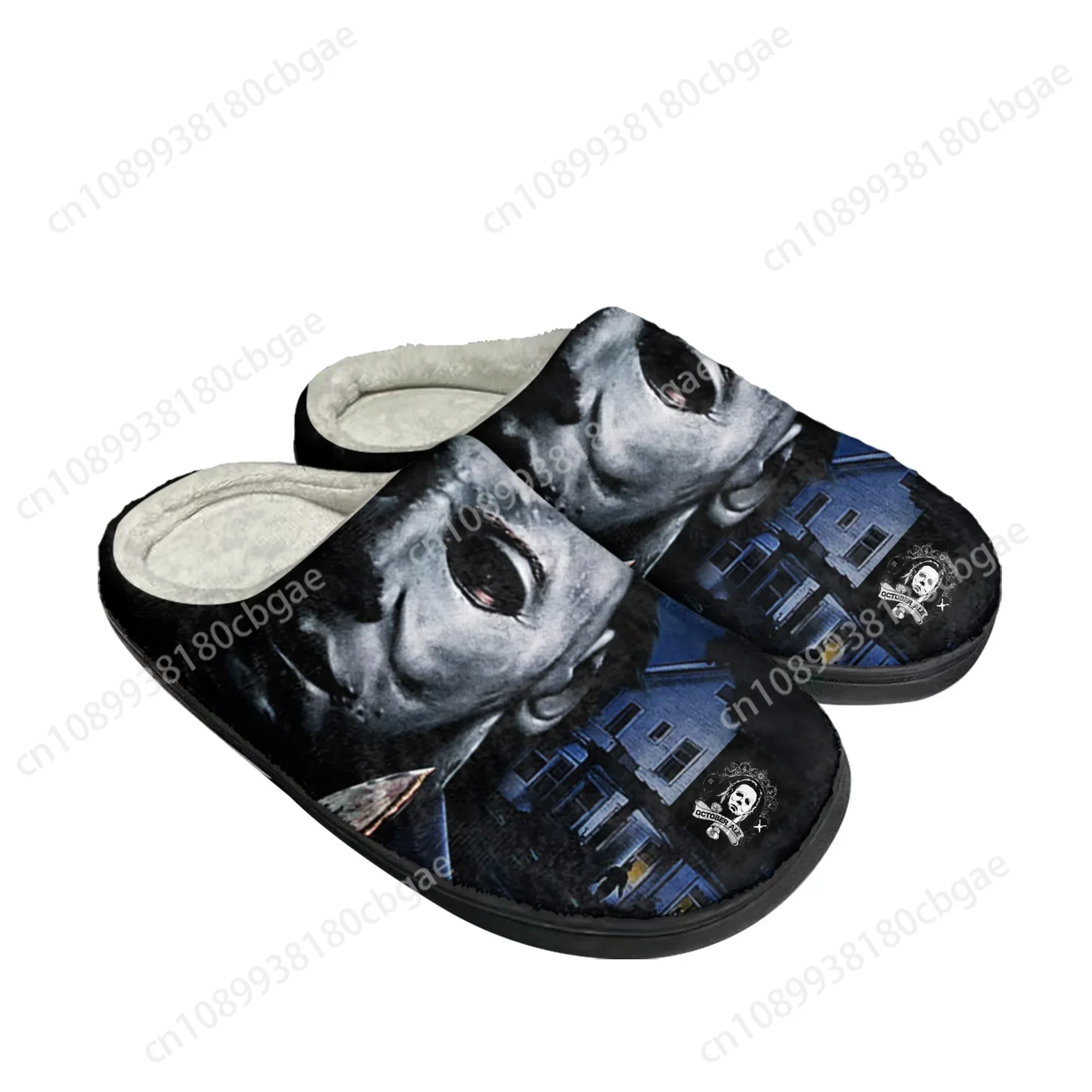 

Horror Halloween Home Cotton Custom Slippers Michael Myers Mens Womens Sandals Plush Casual Keep Warm Shoes Thermal Slipper