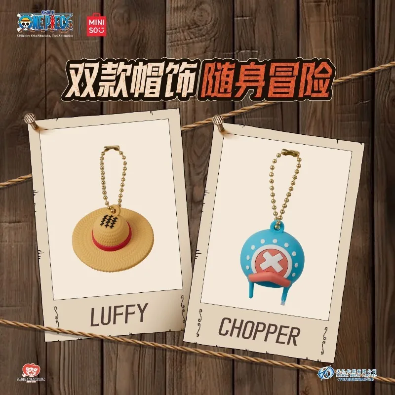 

Miniso One Piece Hat Pendant Keychain Luffy Chopper Kawaii Cartoon Anime Figures Keyring Backpack Decorations Toy Friend Gifts
