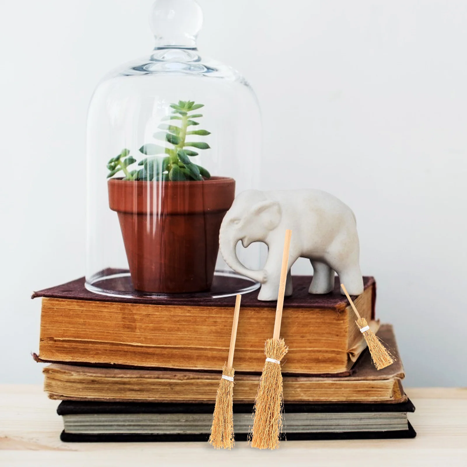 

10 шт., мини-орнамент с имитацией метлы, смешанный размер для микро-пейзажа, аксессуар для игрового домика, декор для рабочего стола, имитация