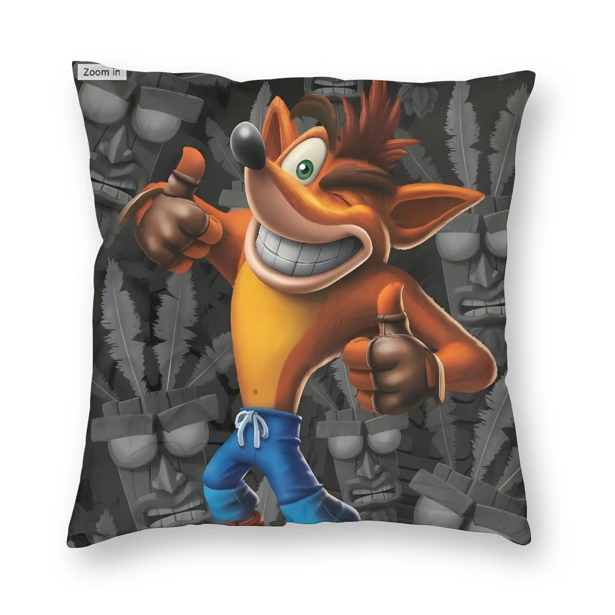 Crash Bandicoot Stone Print Pillow Case  Cute Funny Pillow Cover Comfy Pillowcases For Office Car Home Decor
