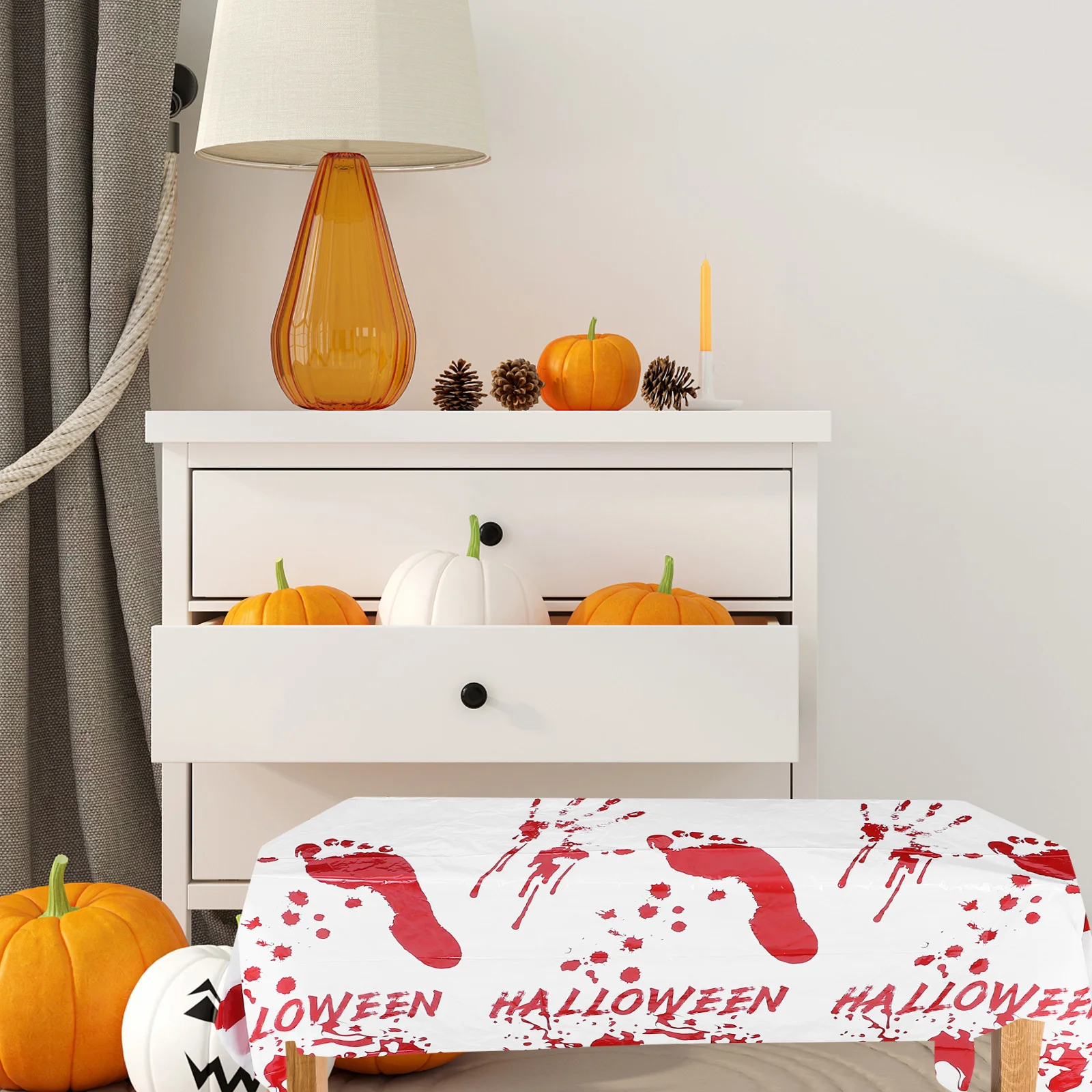 

2Pcs Halloween Handprint Tablecloth Bloody Plastic Table Cover Scary Party Haunted House Spooky Decor 274x137cm 183x137cm Bloody