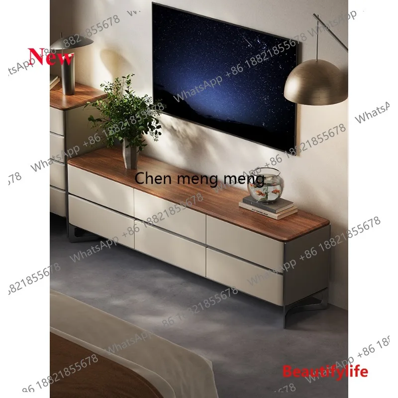 

Итальянский минималистичный шкаф для телевизора 07M, легкий роскошный высококачественный комод, высококачественный кожаный шкаф для хранения из цельного дерева