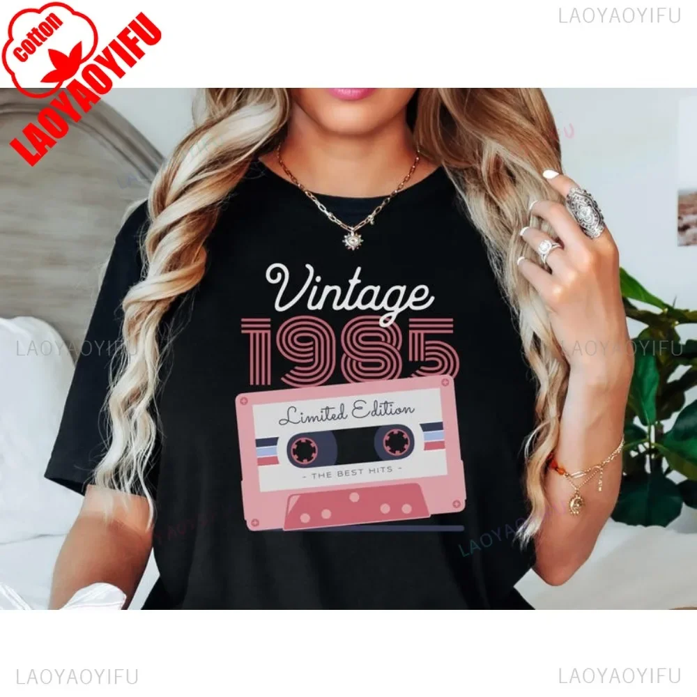 For Womens Gift Friend 40th Birthday Gifts 1985 Vintage Graphic Printed TShirt Cotton Streetwear Fashion Loose Hip Hop Man Tees