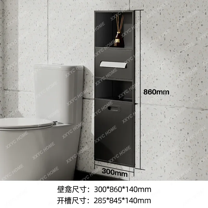 

Stainless steel built-in paper drawer niche High-end bathroom paper towel storage rack