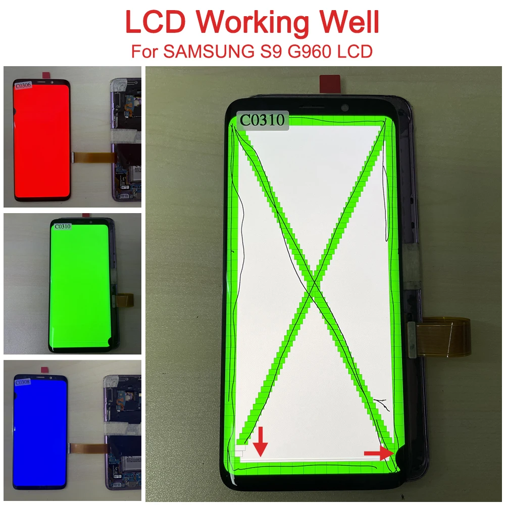 Line spot defect for Samsung Galaxy S9 LCD Display For S9 G960 G960F Touch Screen For Galaxy S9Plus S9+G965F G965U Display Point