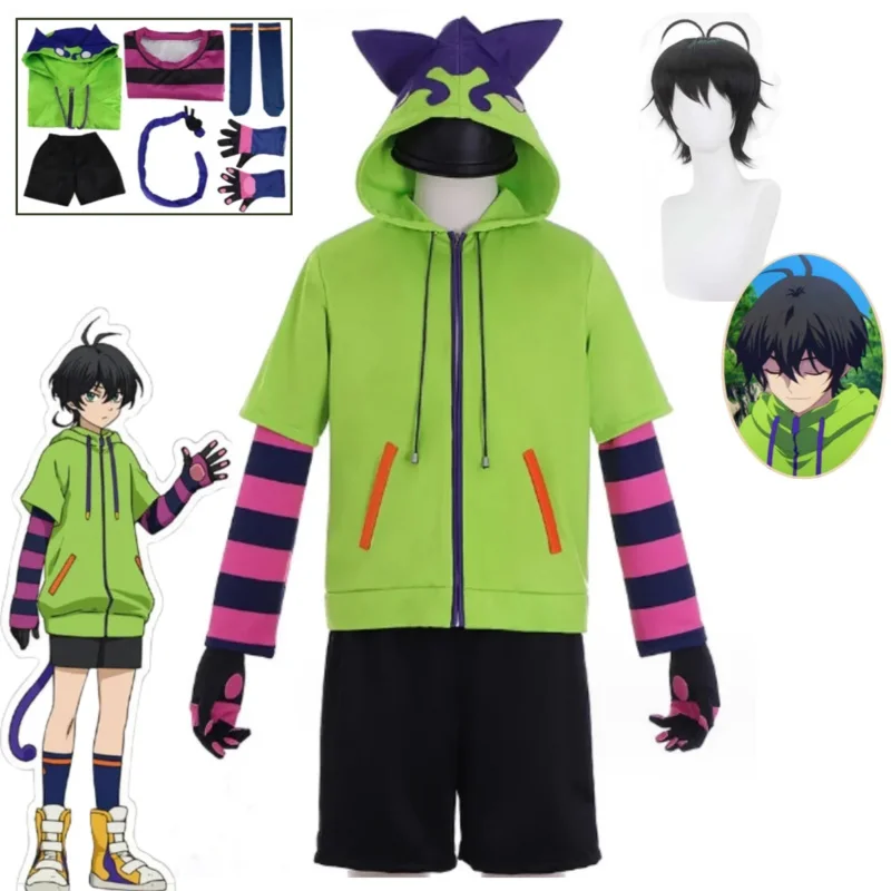 Anime SK8 The Infinity China Miya Cosplay Costumes Hooded Zipper Coat Tail Gloves Halloween Party Performance Clothing