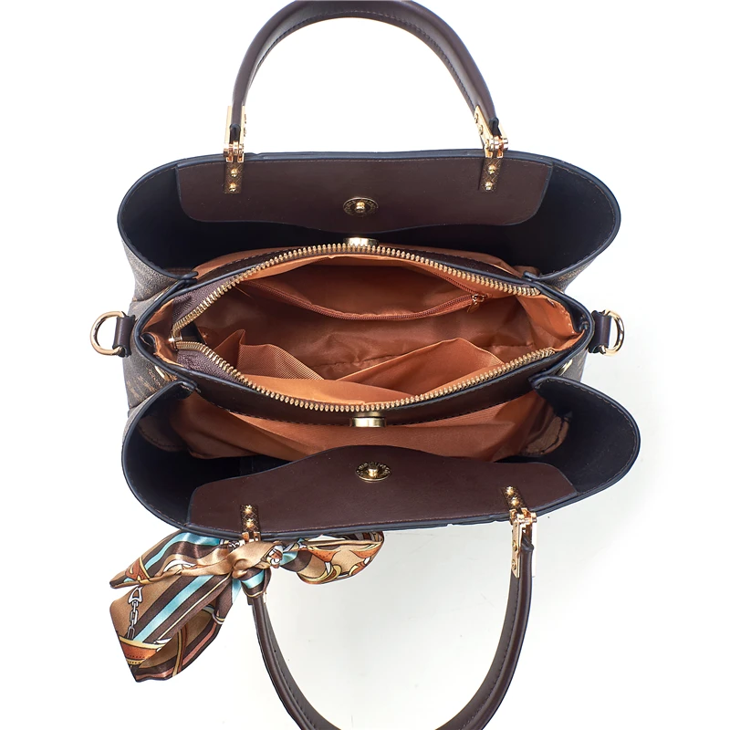 High fashion fashion color match color women\'s handbag, western style vintage print all shoulder crossbody bag