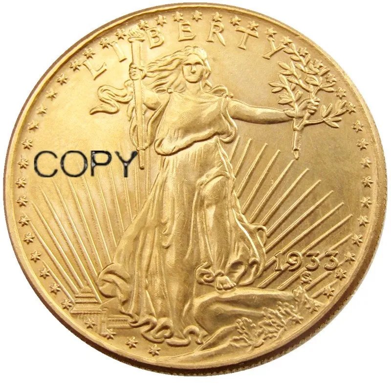 US 1933 $20 Dollar Saint Gaudens Double Eagle Gold Plated/Copper Copy Coin(With Copy Word On The Back)