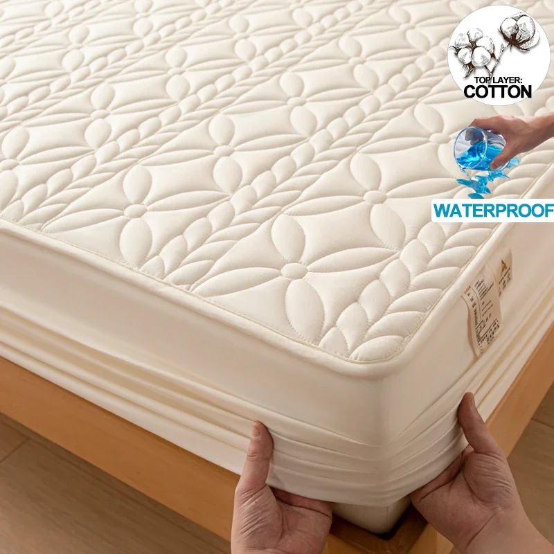 Cotton Premium Mattress Protector Cover Antibacterial Waterproof Mattress Cover, Soft Hypoallergenic,Customizable Size