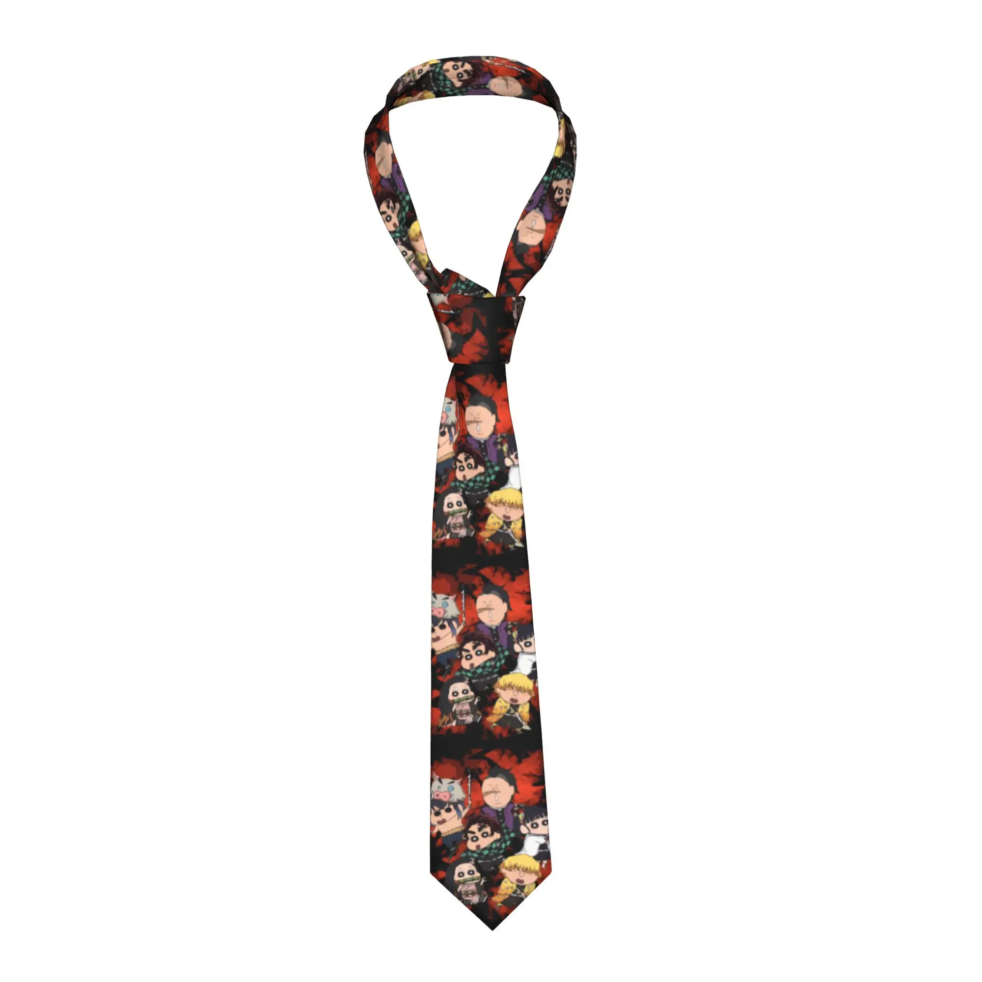 Necktie Crayon ShinChan Demon Slayer Men Women Slim  8 cm Classic Neck Tie Anime  for Mens Accessories Gravatas Wedding Office