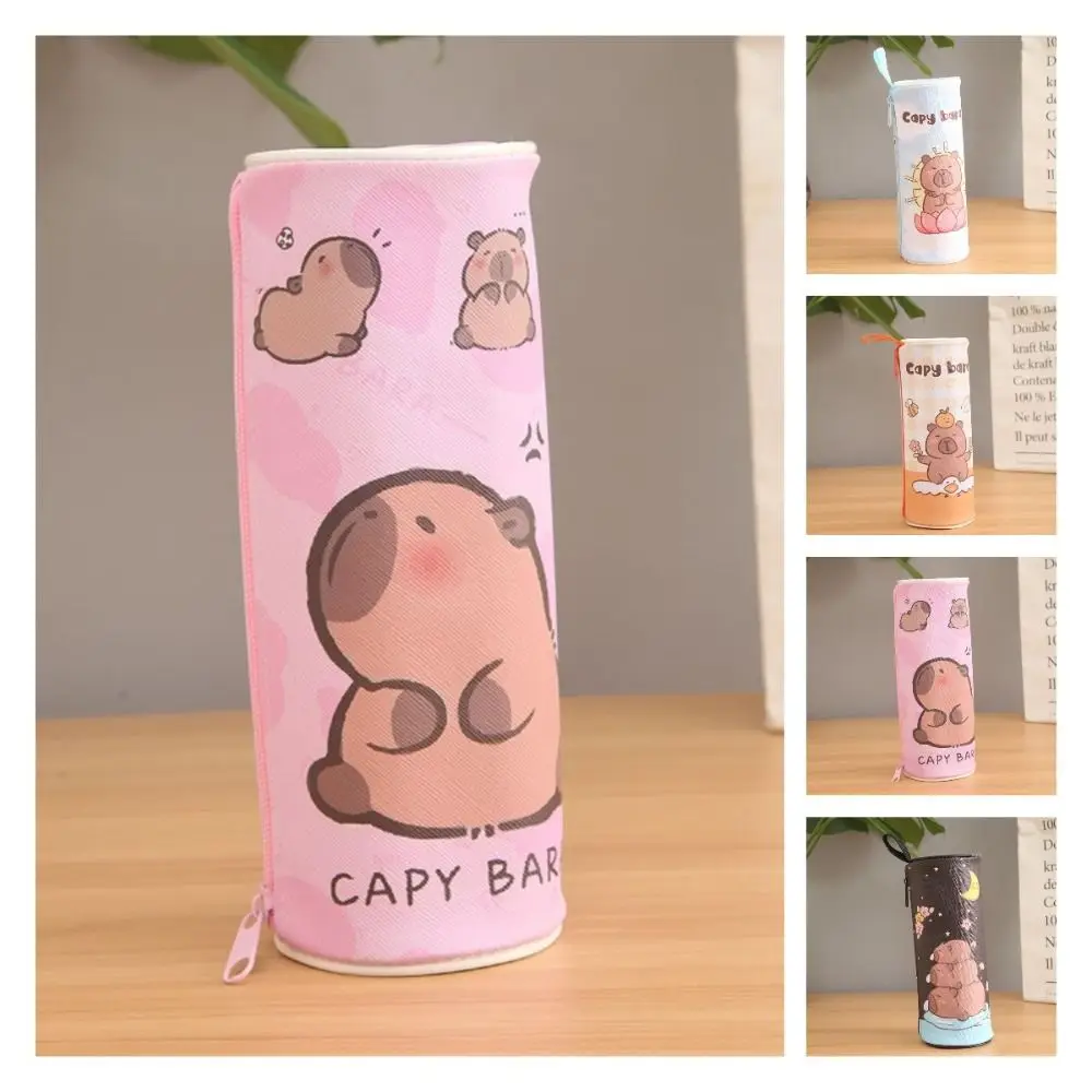

Pen Holder Kawaii Capybara Pencil Bag PU Waterproof Aesthetic Cute Pencil Case Creative Zipper Stationery Bag Kids Gift