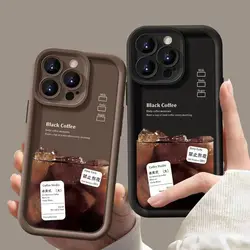 Coffee Label Phone Case For iPhone 14 Pro Max Case For iPhone 15 16 Pro 11 13 12 Pro Max 7 8 Plus SE XS XR Matte Silicone Cover