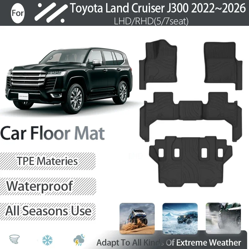 

Car Floor Mats For Toyota Land Cruiser J300 LC300 2022-2026 Dirt-resistant LHD RHD Pads Foot Carpet Floor Cover Auto Accessories