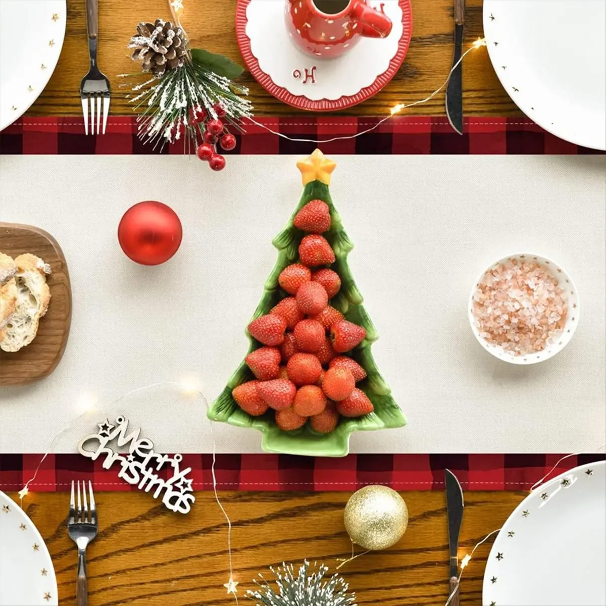 2026 Trend Winter Christmas Table Runner Red and Black Merry Christmas Trees Table Runner, Kitchen Dining Table