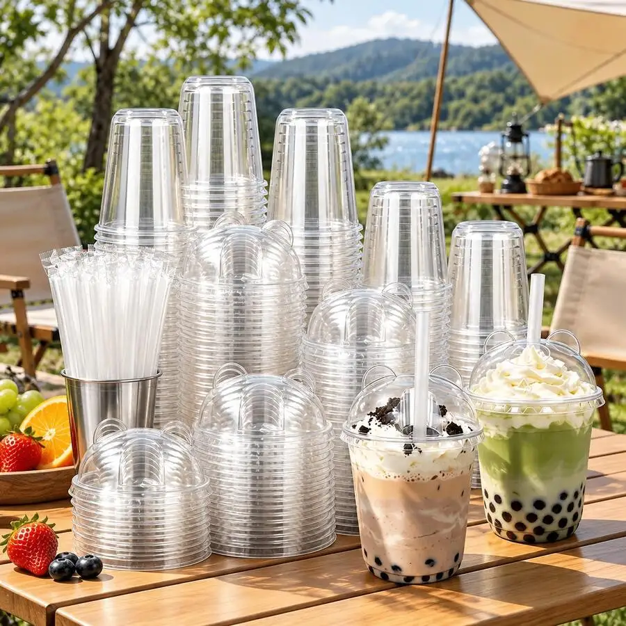 300pcs Heavy-Duty Washable Panda Cup, Perfect For Iced Coffee And Desserts, Available In 12/16oz With Lid And Straw, Featuring L