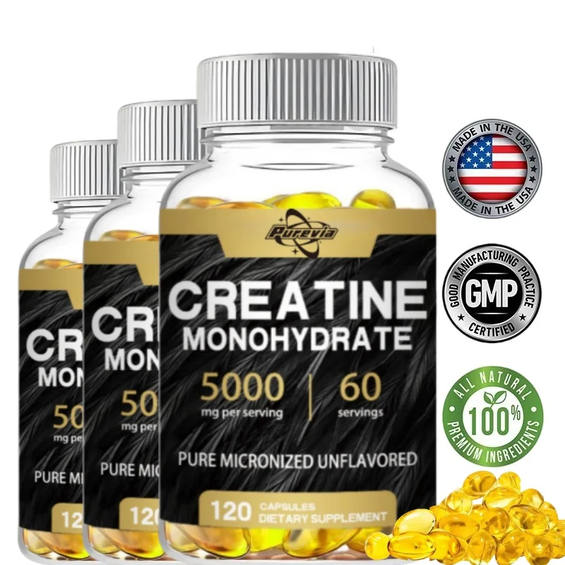 Monohidrato de creatina micronizada 5.000 mg 120 cápsulas sin OGM |   Sin gluten