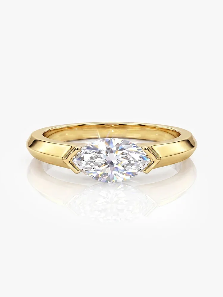GRA Klassische Modische 1CT Marquise Moissanit Diamantringe für Frauen Jubiläum Hochzeit 925 Sterling Silber Feiner Schmuck – Detail 3