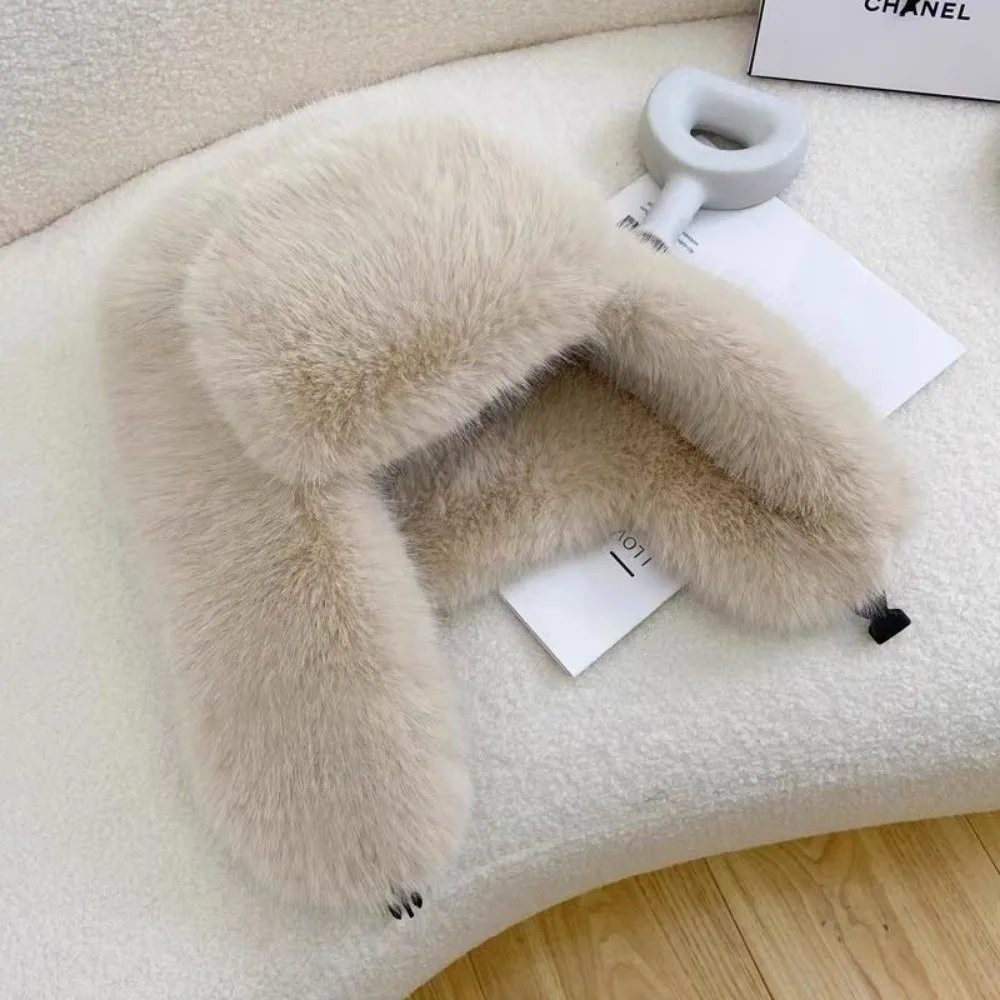 

Fashion Faux Fur Bomber Hat Thickened Women Russian Caps Windproof Earflap Cap Cycling Skiing
