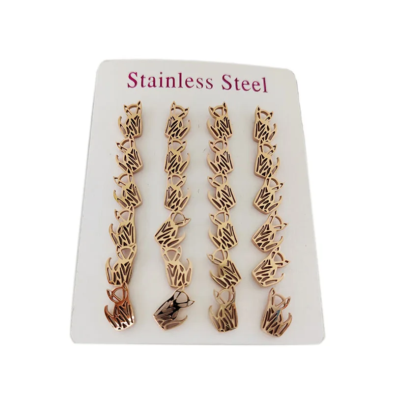 Wholesale 12Pairs New Sitting Cat Stainless Steel Earrings Women Kids Girls Tiny Animal Studs Brincos Gift Jewelry 4 Colors