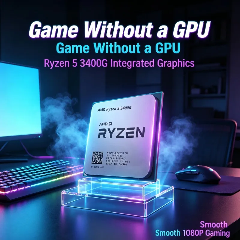 Procesador Amd R5 3400G 3.7GHz 4 Núcleos 8 Hilos 65W CPU con Apu Vega 11, Socket AM4 para Juegos, Sin Ventilador