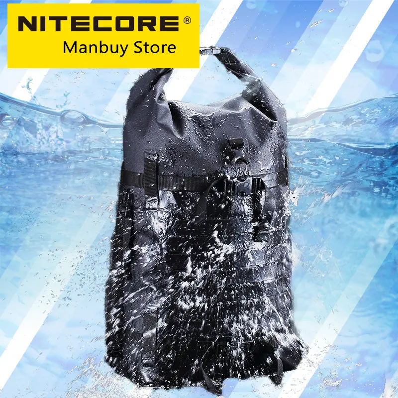 

NITECORE WDB20 20L Outdoor Waterproof Backpack Women Men Nylon Fishing Travel Sports Hiking Trekking Dry Bag 500D TPU Black