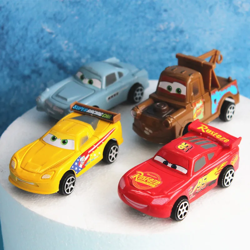 4PCS Kawaii Cars Action Figure Model Toys Movie Peripherals Anime Figures Cake Decorations Lightning McQueen Kids Birthday Gifts