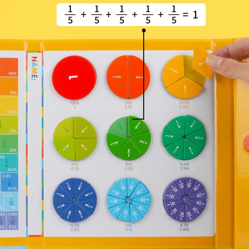 ตัวต่อเศษส่วนแม่เหล็ก ของเล่นเสริมทักษะคณิตศาสตร์ เศษส่วน วงกลม และสี่เหลี่ยมผืนผ้า การเรียนรู้ด้วยภาพ การเรียนรู้แบบมอนเตสซอรี่ สำหรับการเรียนที่บ้าน