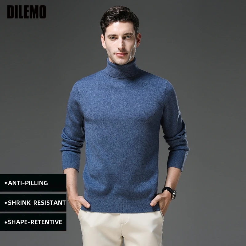 

High End Anti-pilling Thick New Fashion Brand Turtleneck Casual Knit Pullover Sweater Mens Jumper Business Designer Clothing