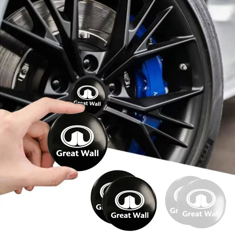 4pcs Car hub cover logo sticker For Great Wall Haval GWM UTE Tank Poer Voleex C10 C30 C50 Steed Wingle 5 7 POWER Pao Accessories