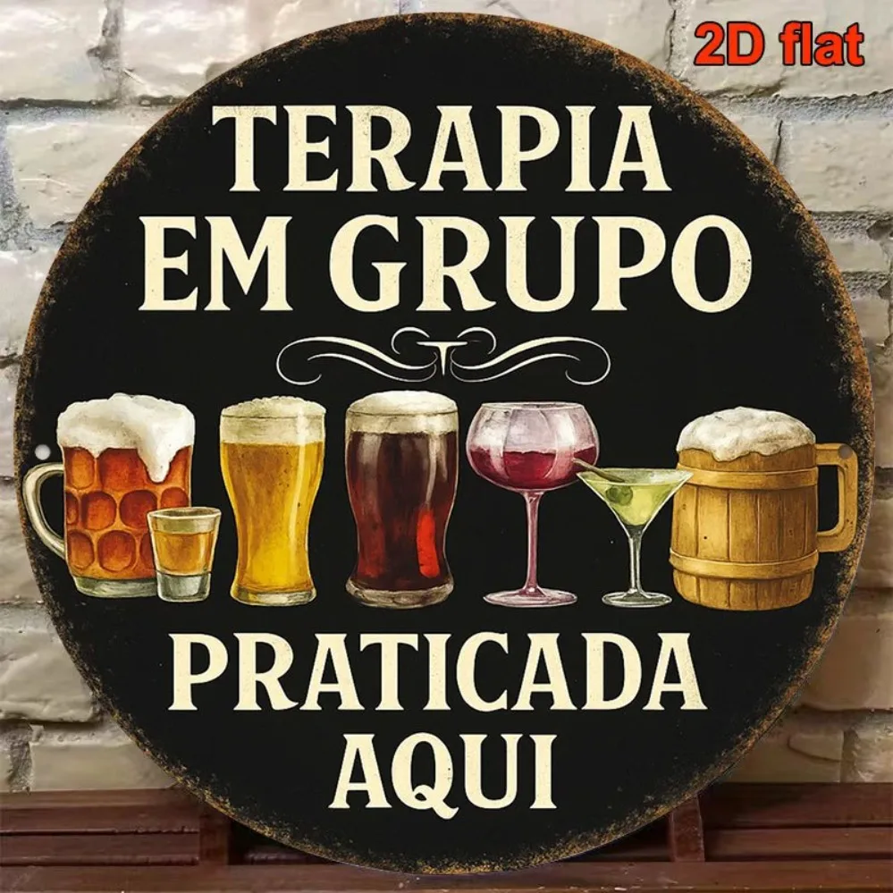 Retro Group Therapy Aluminum Sign 8x8 Inch Round Tin Plate for Bar Pub Wall Decor
